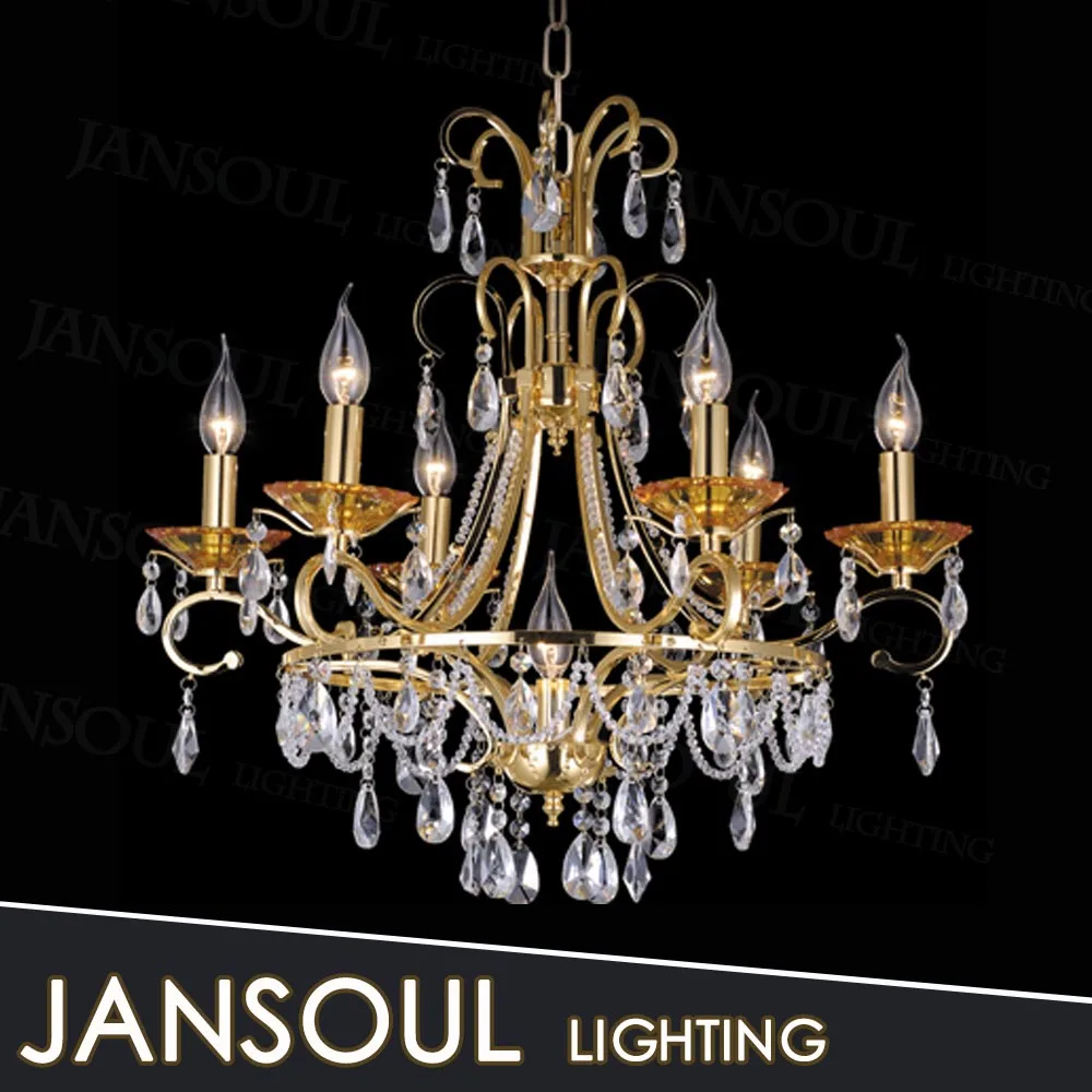 alibaba new luxury golden wrought iron chandelier modern european style pendant led light with candle holder made in china