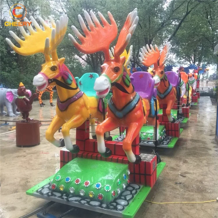 Factory Sale Kids Amusement Park Equipment 12 Seats Track Train Running Horses With Track