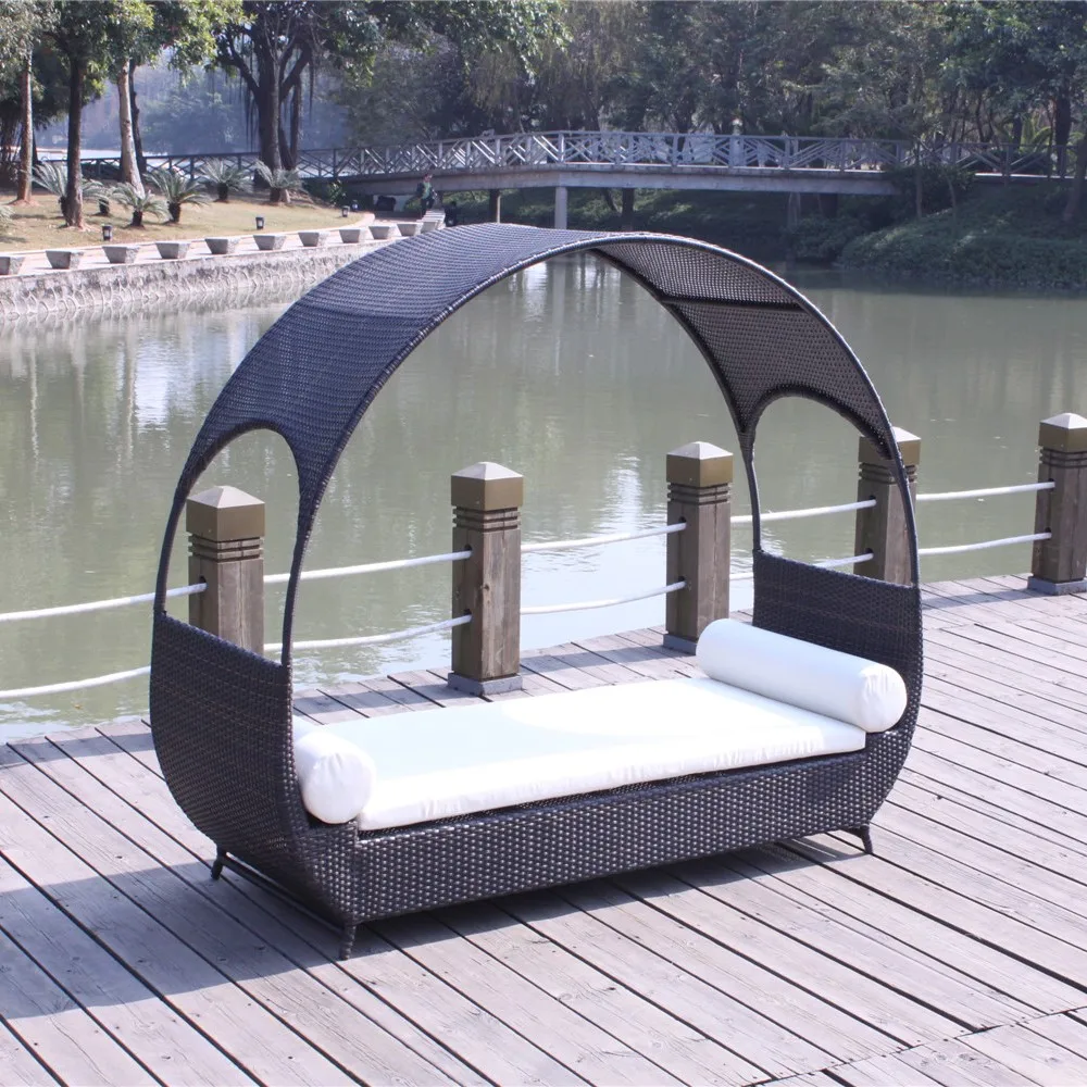 Wicker Beach Round Sofa Daybed Patio Poolside Garden Sun Lounger Outdoor Outdoor Furniture Outdoor Canopy Sun Bed Modern
