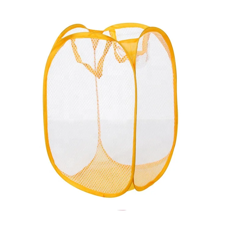High capacity folding dirty clothes basket mesh laundry wash bag