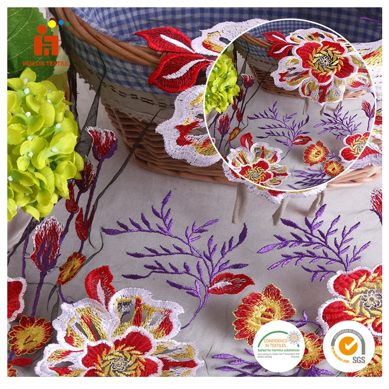 HLPD059 Rope  Innovative Products  Flat Embroidery Mesh 3D Tulle Colorful Lace Fabric