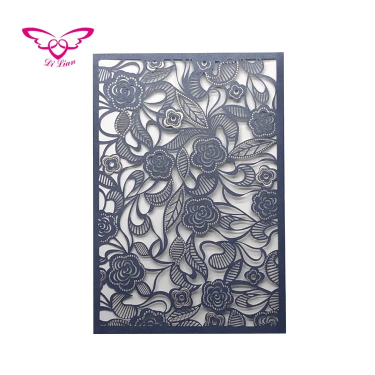 Perfect Laser Cut And Gold Hot Stamping Flower Happy Birthday And Wedding Greeting Cards