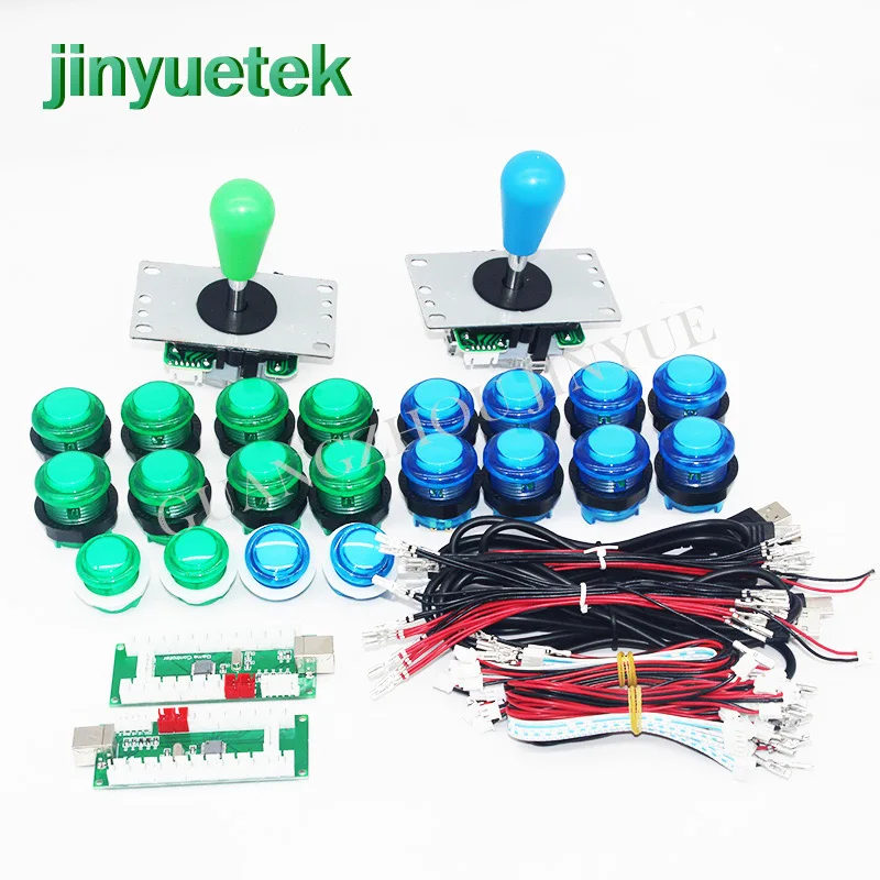 Arcade Game DIY Parts Kit Zero Delay USB Encoder to PC + 8Way Joystick + Chrome illuminated push Button kit for Mame Game