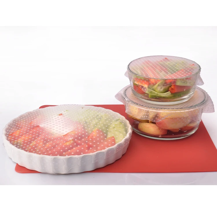 BPA free Eco-friendly flower shape silicone food wrap film stretch film to keep foods fresh