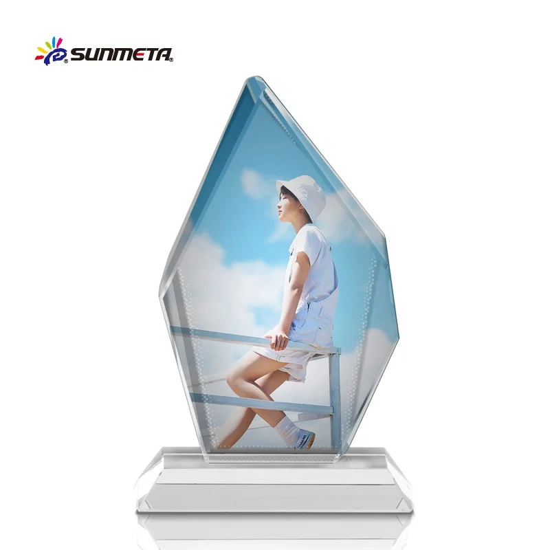 Sunmeta Factory Fashional sublimation funny crystal glass photo frame for wedding gift