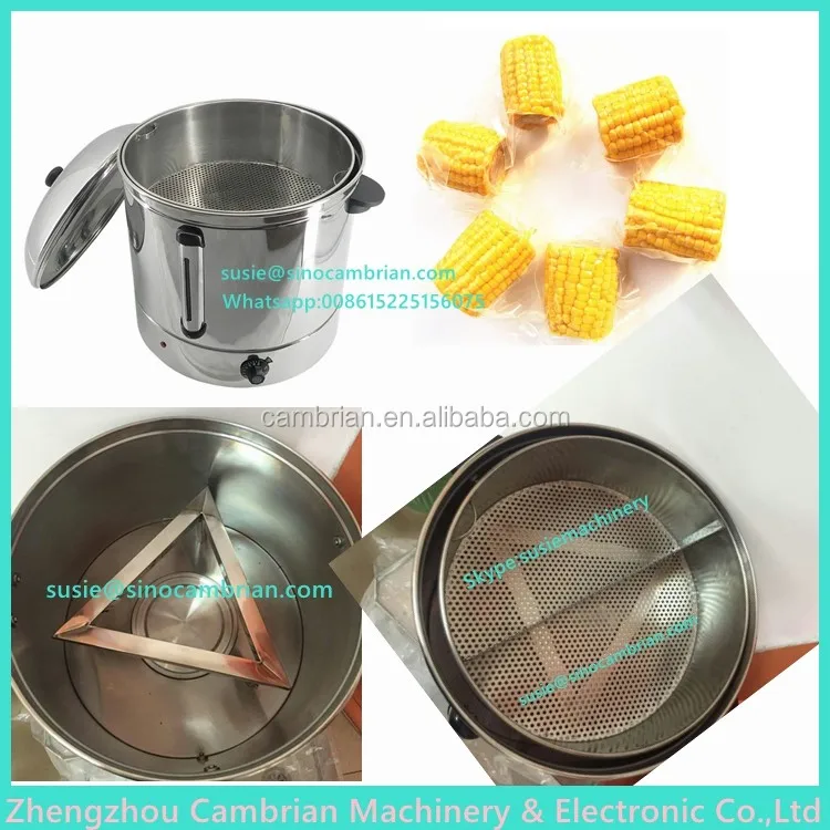 Paypal acceptable large capacity 48L stainless steel corn cooking machine with auto warmer