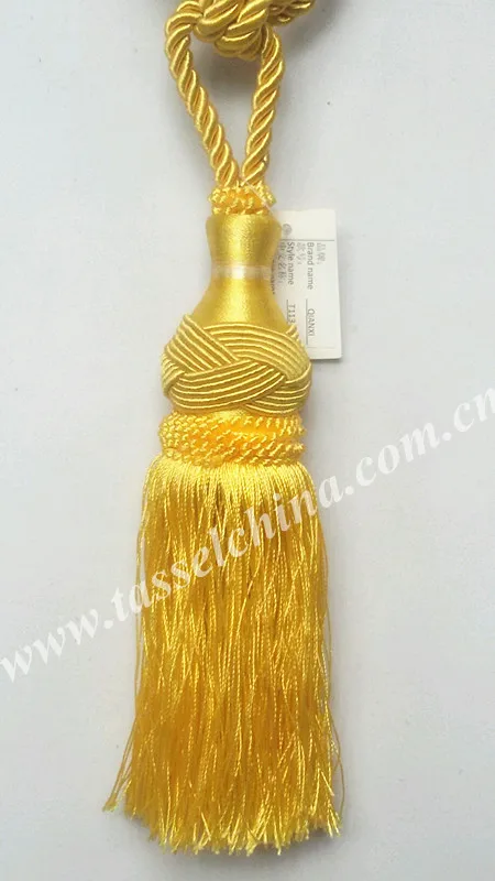 Wholesale silk gold tassels for curtain, tassel tieback in tassel fringe