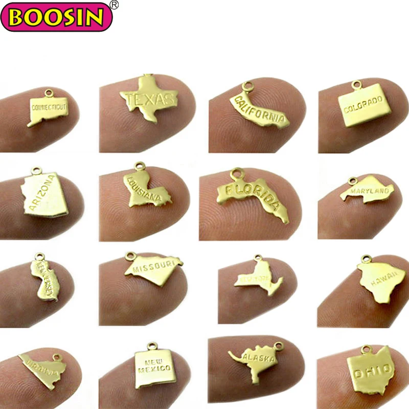 Personalized cheap custom made jewelry state charms gold necklace wholesale