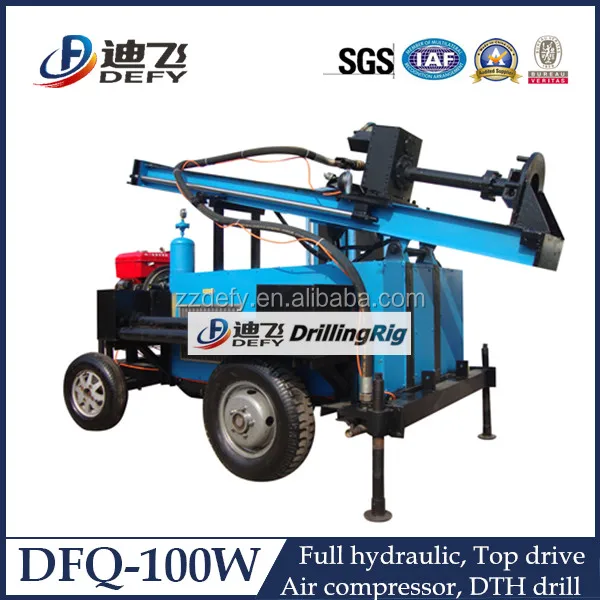 DFQ-100W 100m hydraulic DTH bit geothermal mine drill machine borehole water rock drilling rig