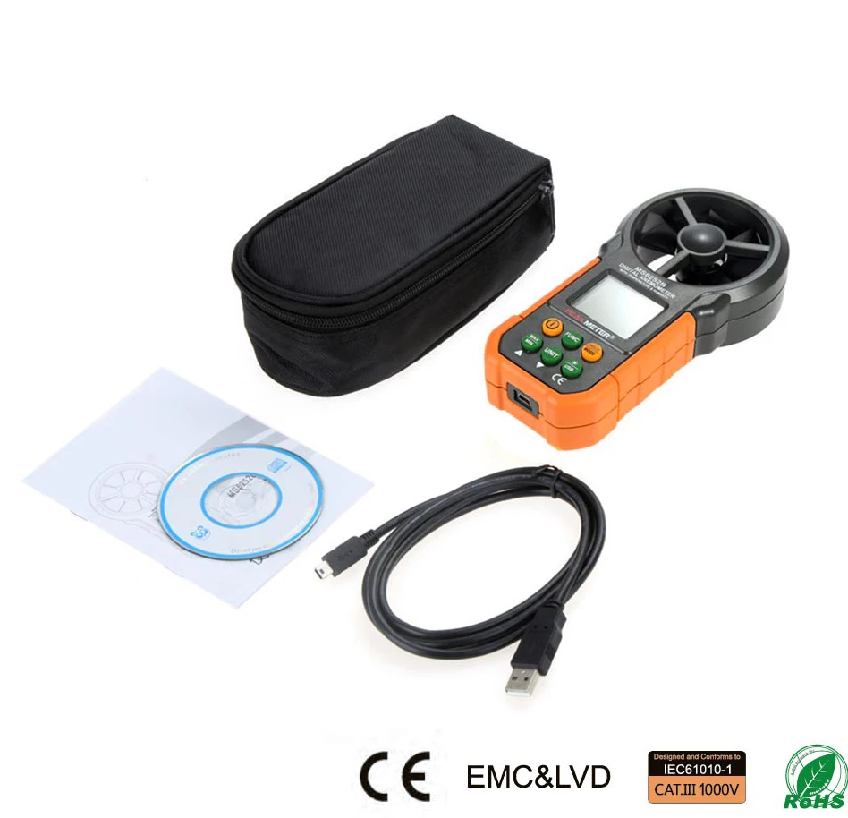 PM6252B Digital Anemometer  With Temperature, Humidity & USB interface