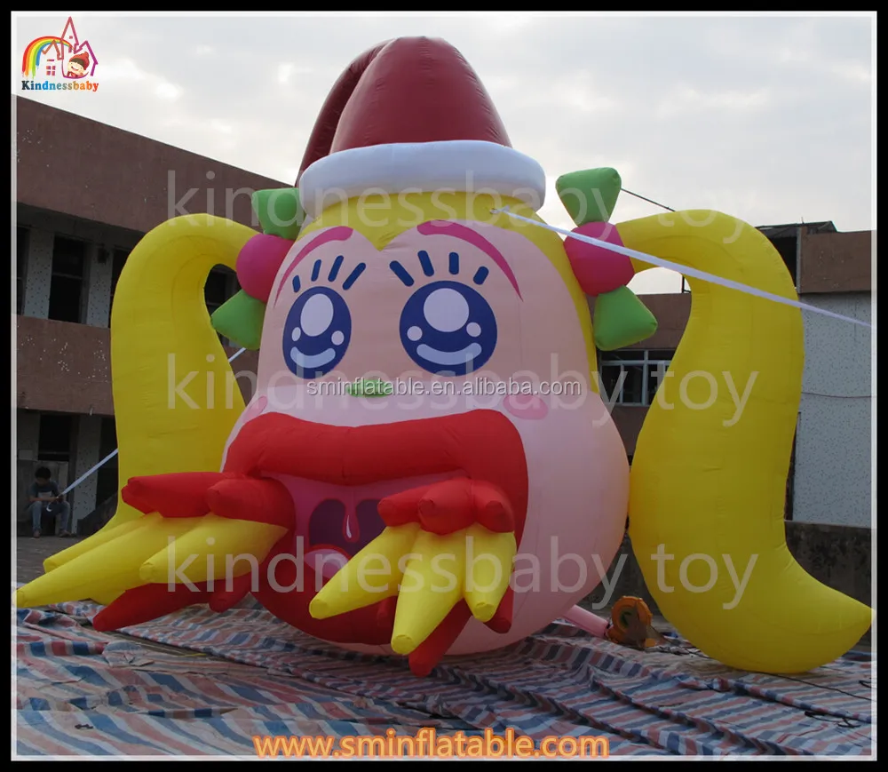 
Promotion giant inflatable doll, inflatable lovely girl, inflatable cartoon with two plaits for event 