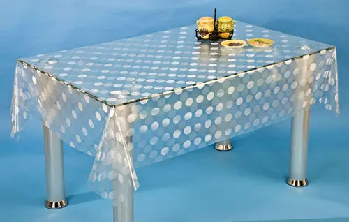 Embossed PVC film wholesale washable / easy to clean table cloth clear plastic table cover