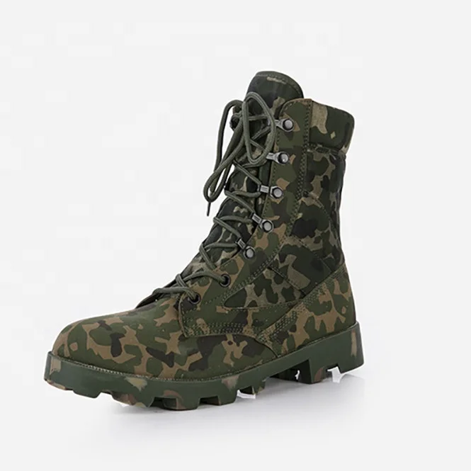 New fashion Round Toe Leather Lace up Combat Military Camouflage Boots For Men
