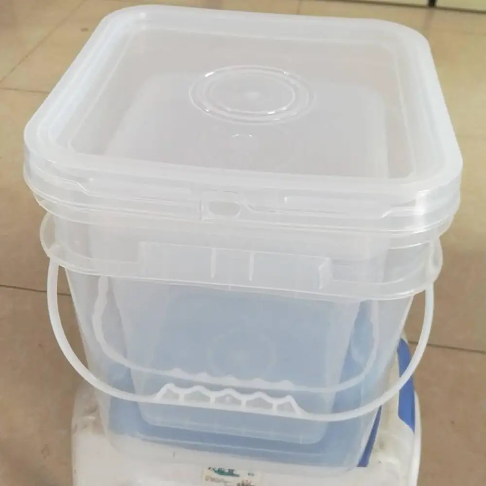 Custom 8L 10L clear square plastic bucket with lid