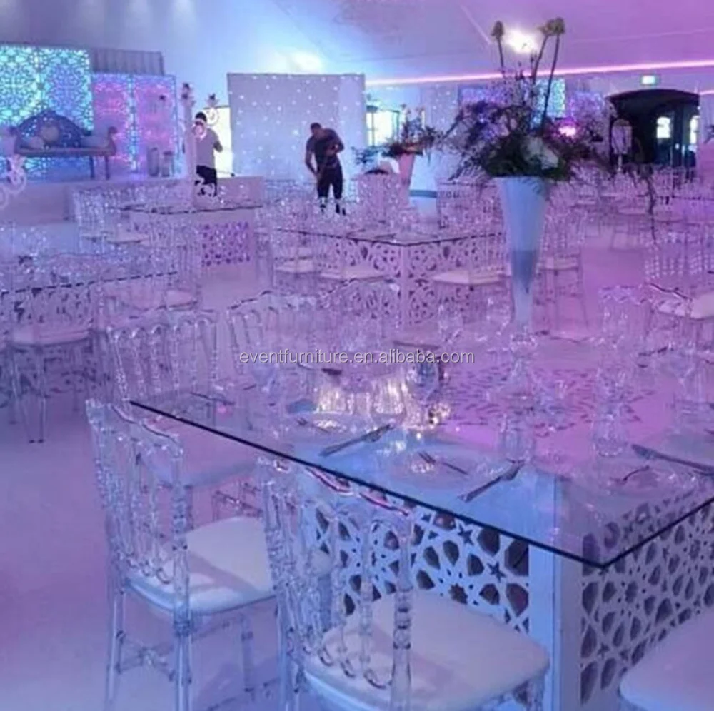 Qingdao eventfur WPC fold up LED glass wedding table