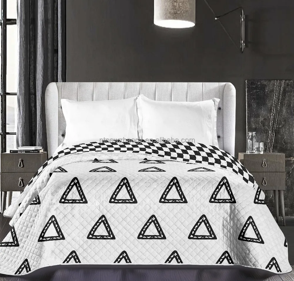 100% microfiber bedspread quilted bedspread black and white