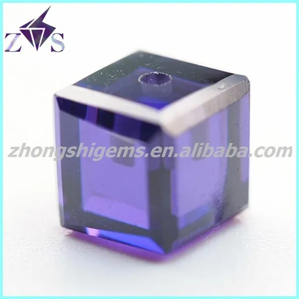 Violet Cubic Zirconia Cube for Bracelet with Hole