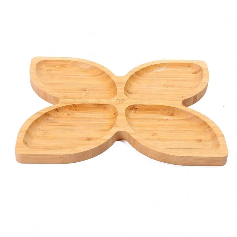 
Wooden Divide Condiment Sauce Plate, Dipping Tray Snacks For Party Plates 