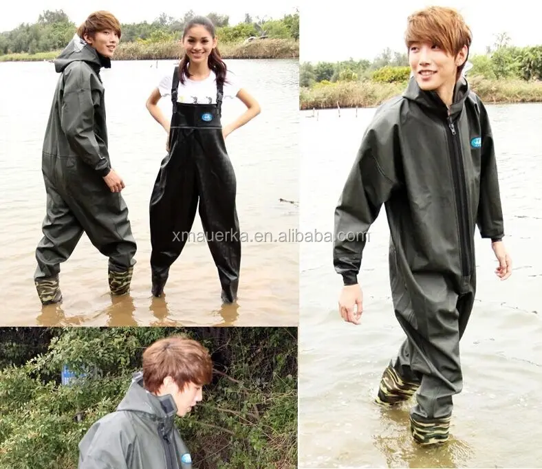 
100% PVC fishing plus size chest wader suit 