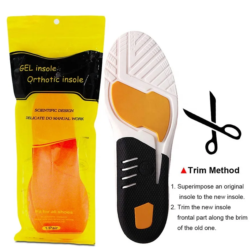 Orthotic Insoles for Men & Women  Full Length Plantar Fasciitis Inserts with Normal Arch Support  Sports Orthopedic Gel Insoles