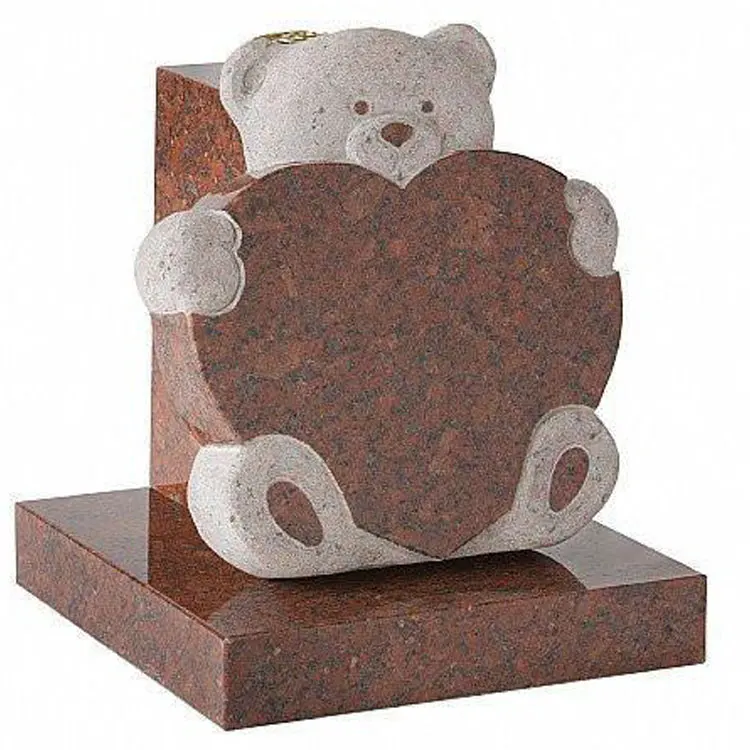 Teddy Bear Heart Shaped Granite Children Tombstone