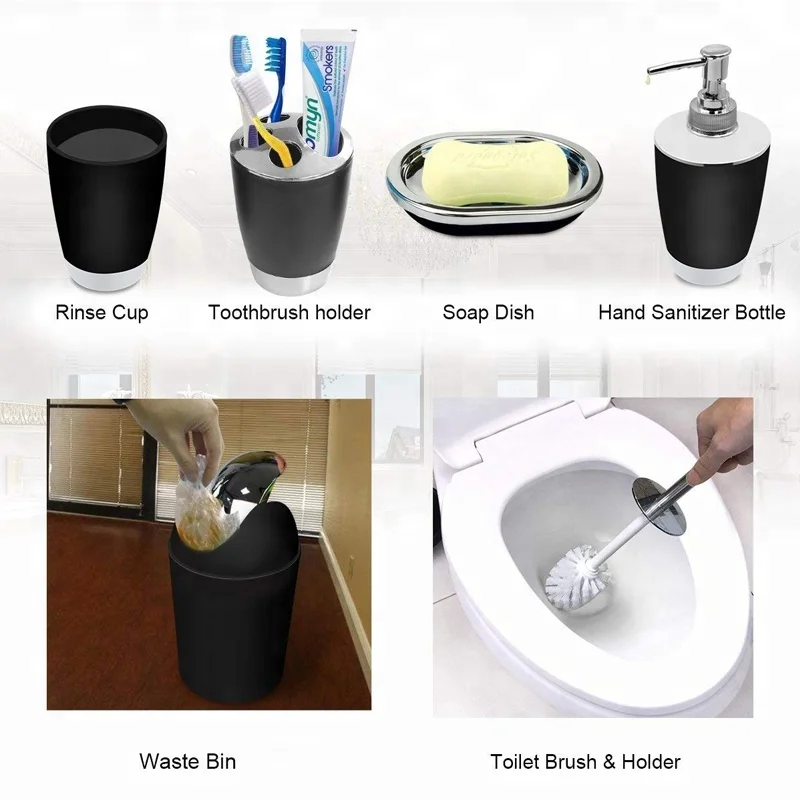 
Black Plastic Six-Piece-Set For Bathroom Decorative 