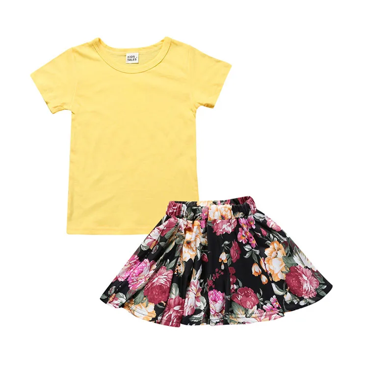 Kids fashionable clothing floral girls boutique clothing summer korean dress clothing for girls