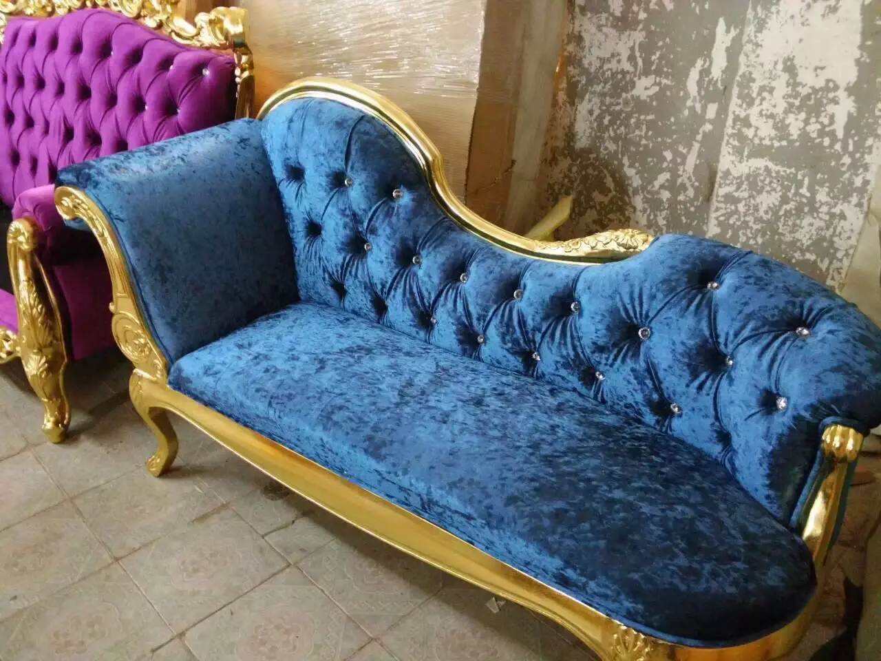 High quality 2 seat luxury beauty salon spa tufted spa sofa for waiting