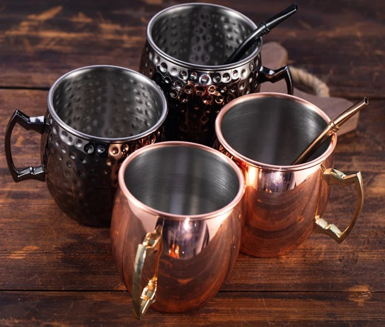 
Shiny stainless steel hammered Russian standard solid copper mugs wholesale moscow mule mugs 
