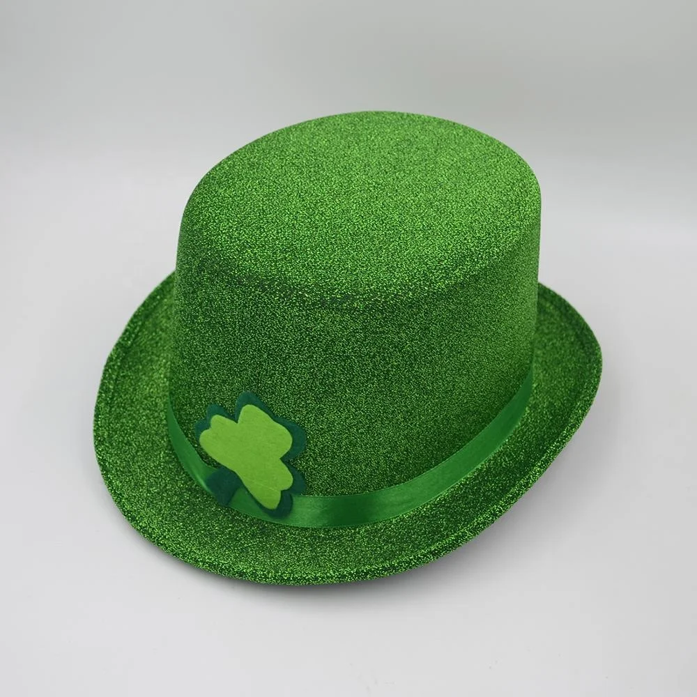 MH-2234 Green leprechaun St Patrick Day costume Irish shamrocks Top Hat