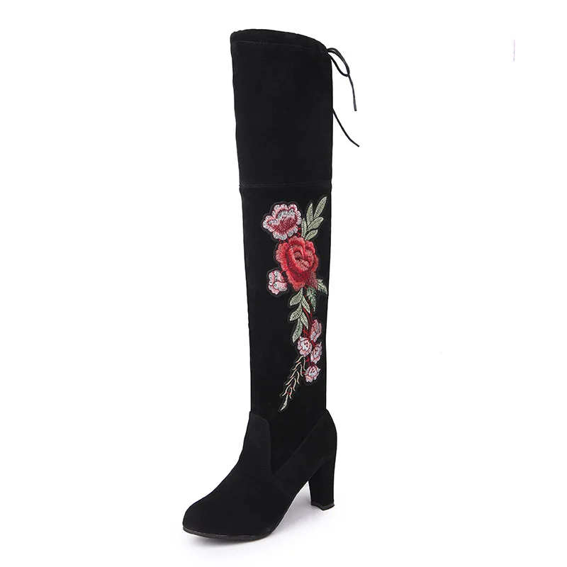 
big size women keen boots lady embroidery flowers winter boots sexy shoes 