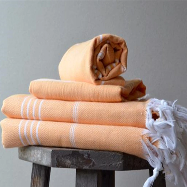 China Suppliers Light Weight Stripe 100% Cotton Turkish Beach Towel With Tassel