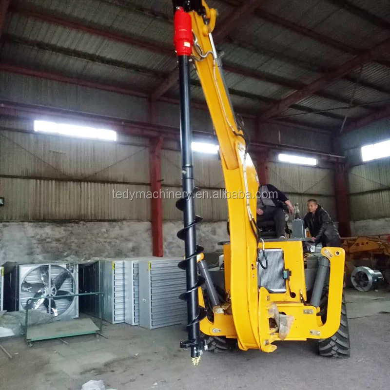 Small excavator mounted tree planting earth auger drill with tungsten drilling bit