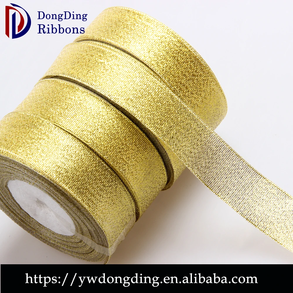 Sotock wholesale  ribbon ,1 inch gold glitter ribbon tape