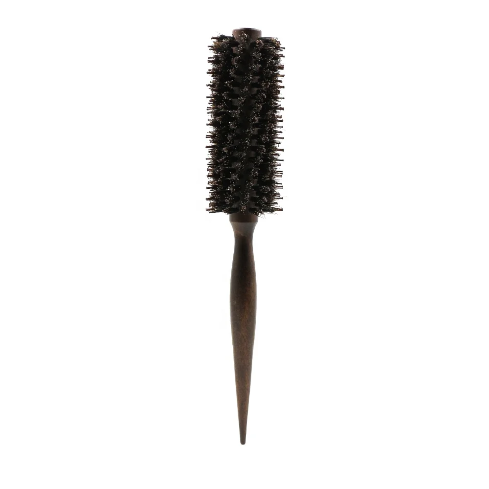 Hot Selling Roll Round Comb Wood Handle Natural Bristle Brush Curly Hair Anti Static Straight Twill Brush