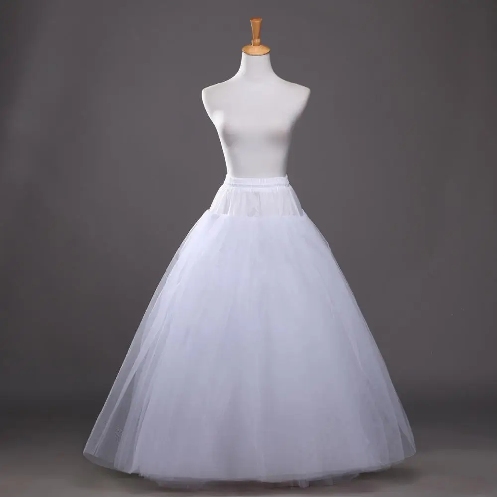 High Quality White 6 Layer A-Line Wedding Crinoline Petticoat without Hoops
