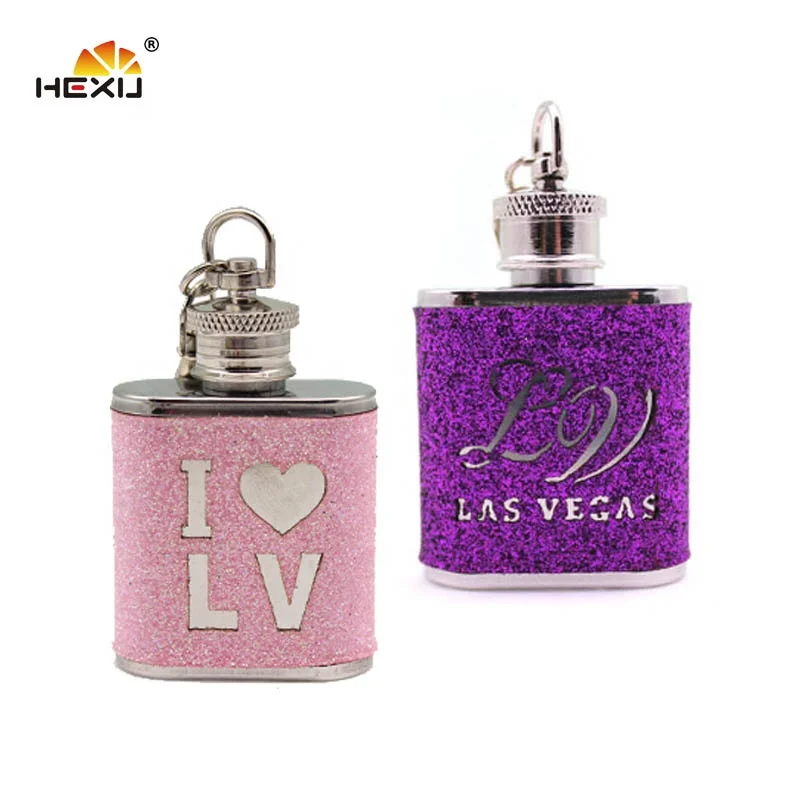 
stainless steel novelty mini lightweight 30ml hip flask with keychain 