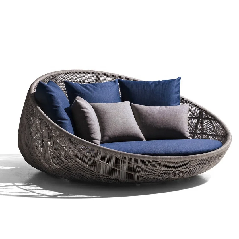 Rattan outdoor daybed outdoor sunbed with rattan covered and canopy wicker furniture
