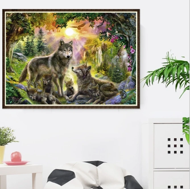 
DIY Diamond Paintings Quick Selling Wolves Wih Amazon Sells Russian Foreign Trade Explosions Interior decoration hanging paint 