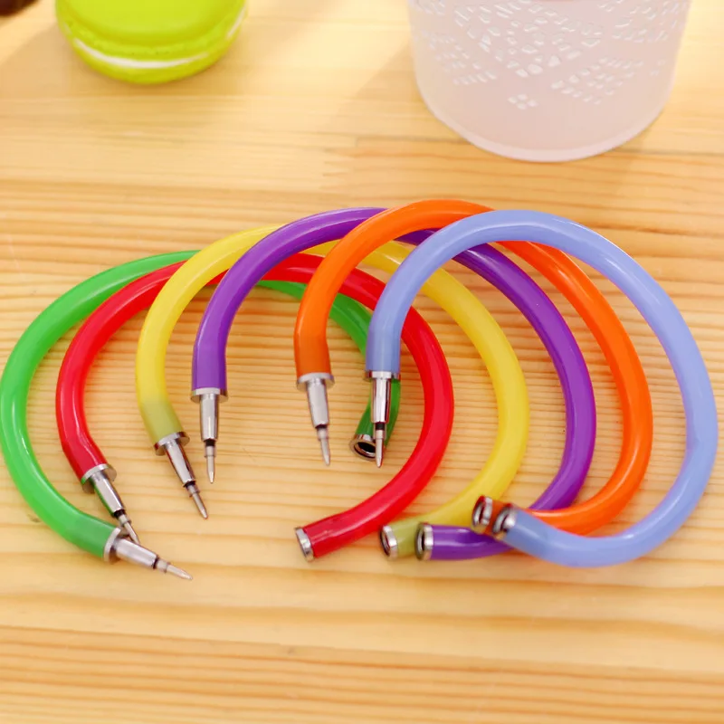 Wholesale  Cute Candy Color Ball Point Pen ,Bendable Bracelet Pens,Bracelet Pen for friends