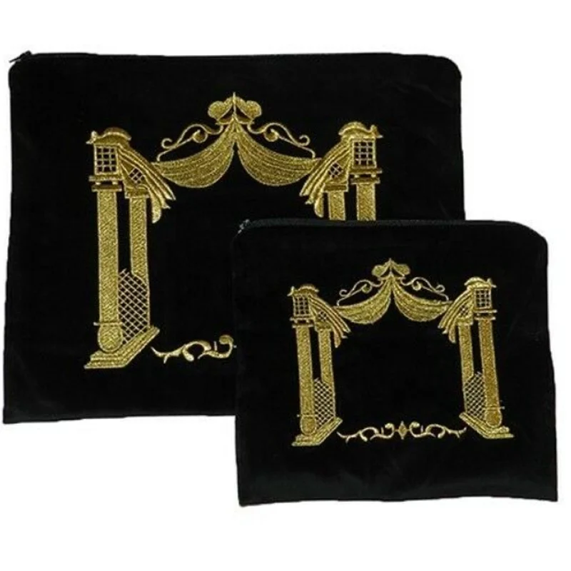 
hot sell on ETSY custom design tallit bags for Jewish grey velvet Bag stunning embroidery tefillin bag for gift 