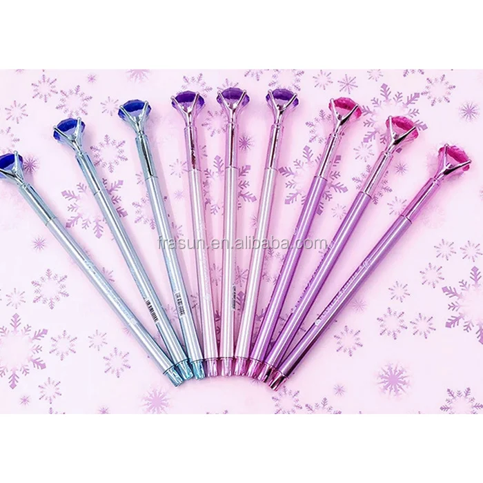 Big diamond crystal jewellery shinning pink plastic roller/gel pen