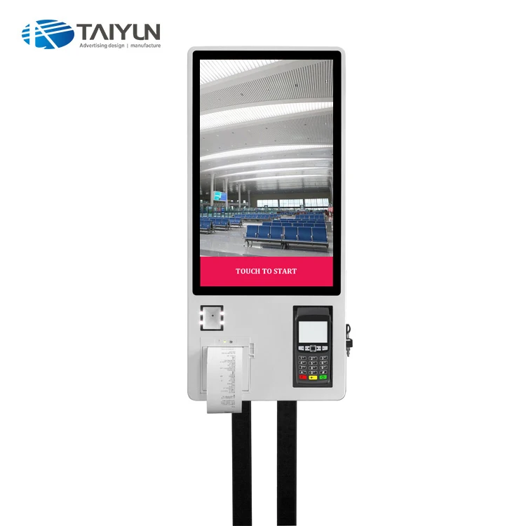 Station restaurant smart touchscreen order/Self Service payment Kiosk With Printer And Pos System for sale