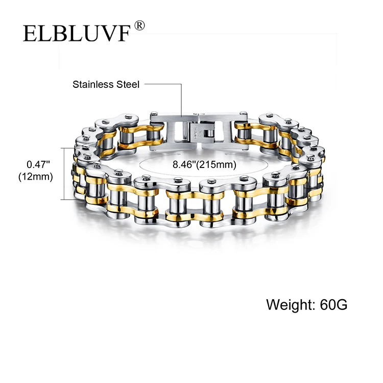 
ELBLUVF Free Shipping Stainless Steel Fashion Jewelry Locomotive Chain Shape Bracelet For Men 