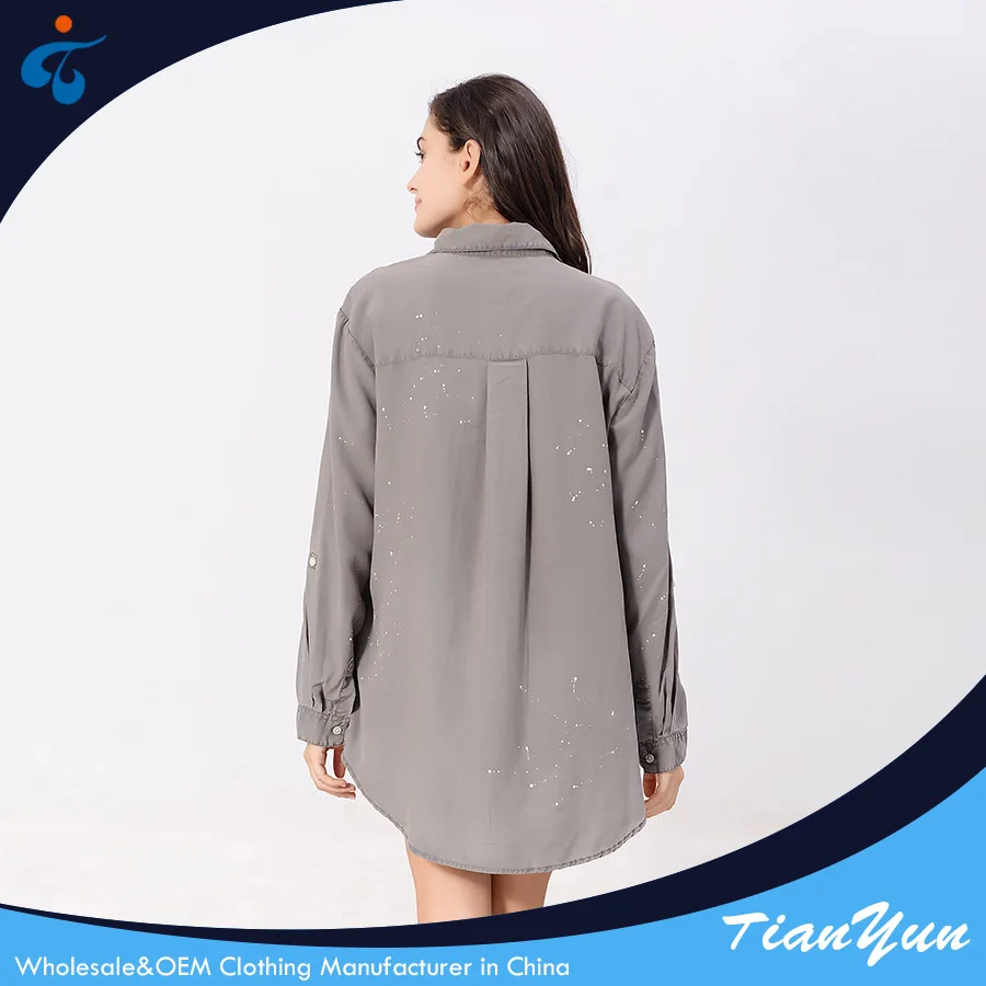 Wholesale top quality professional garment dyed lyocell blouse latest designs