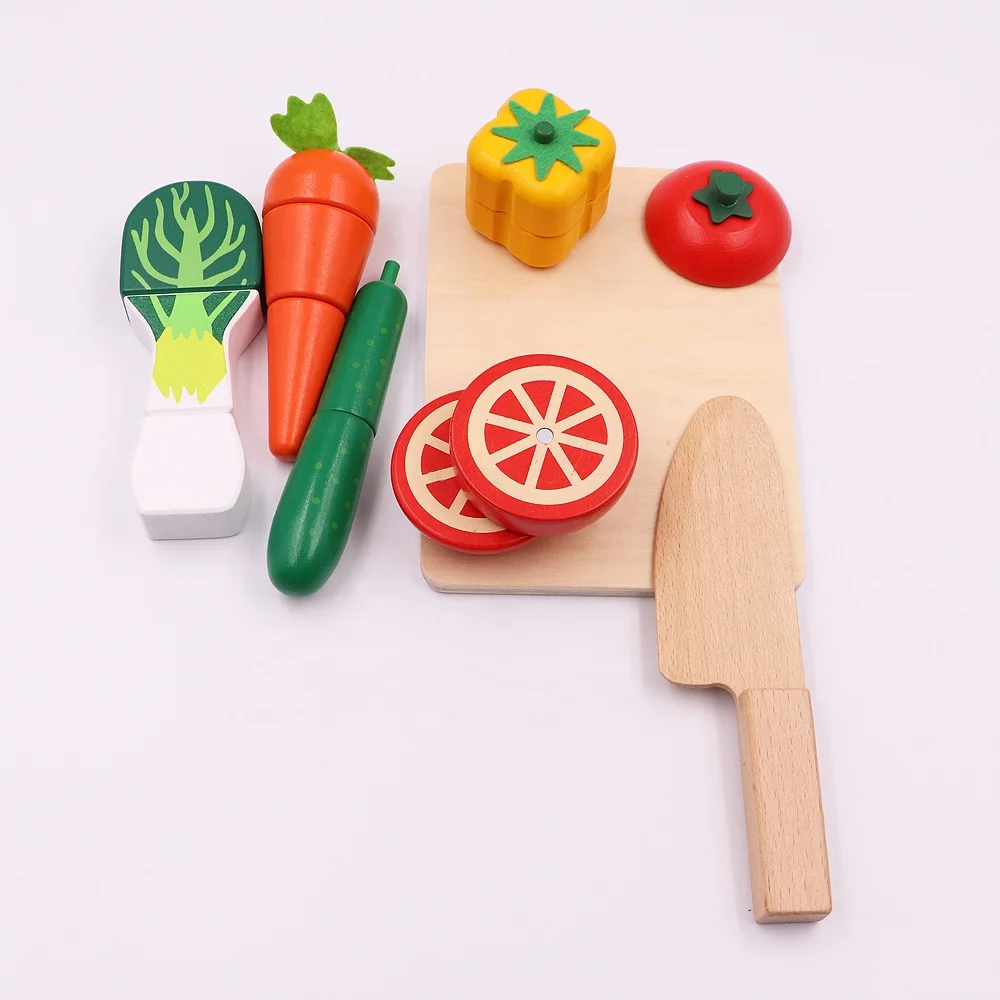 Ролевые игры 27 шт. деревянные магнитные фруктов и рыбья кость резка машины кухонные игрушки игровой набор для