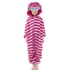 Cheshire Cat Cartoon Animal Pajamas Cosplay Costume Kids Onesie For Halloween Cosplay Pajamas Kids Cartoon Pajamas