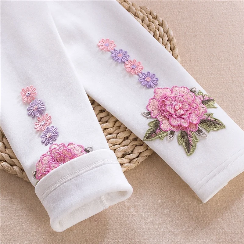 B10506A европейские леггинсы с цветочным принтом для маленьких девочек, хлопковые леггинсы