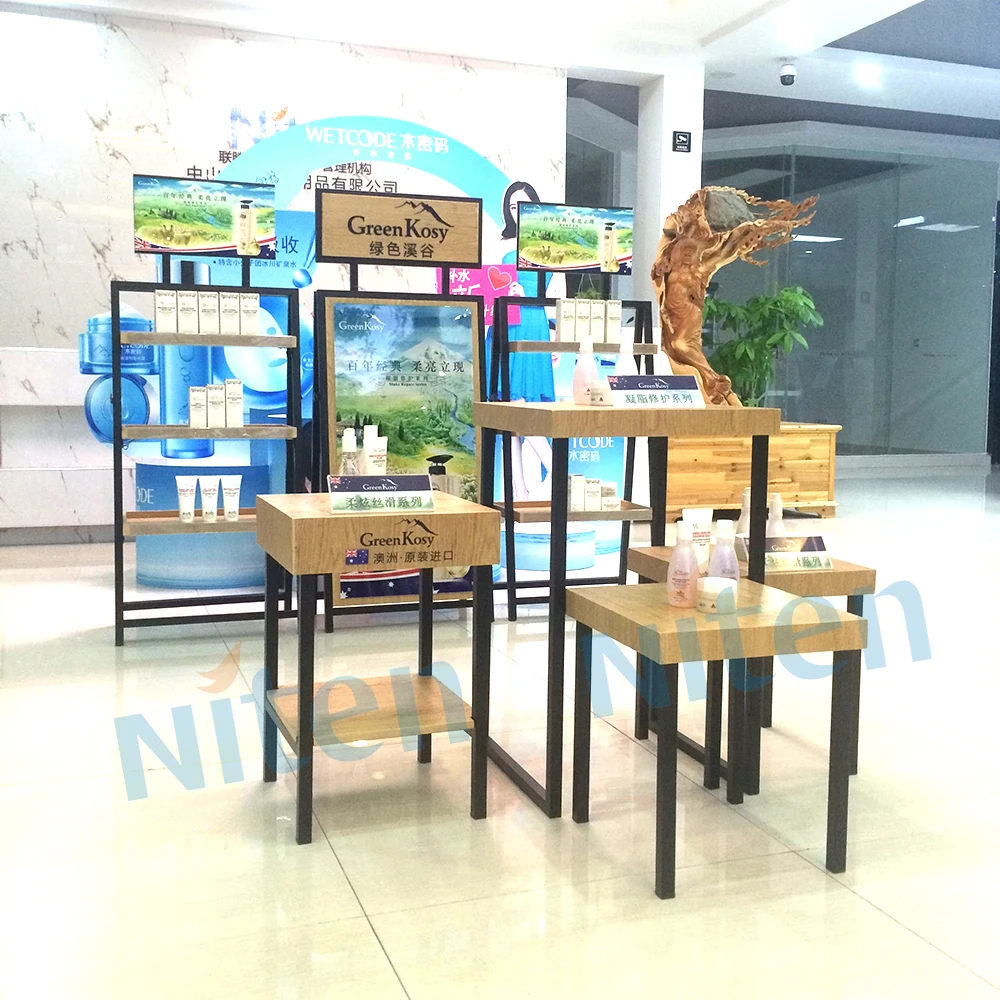 In vogue wood displays display gondolas for promotional cosmetics shelves gondola