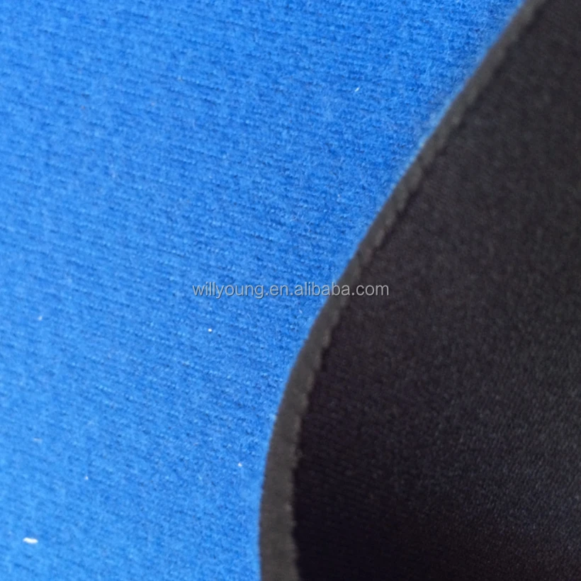 fleece neoprene fabric base nylon cloth with face velcrability fabric fleece cloth black blue 2-3mm thick for tab tape backing